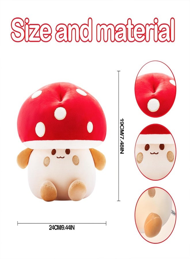 Nuokin Mushroom Plush Toys 12 inch Cute Stuffed Mushroom Pillow Stuffed Toy Birthday Present Home Decor Halloween for Kids (Small red) - Image 2